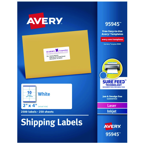 White+Shipping+Labels-Bulk+Packs%2C+Inkjet%2Flaser+Printers%2C+2+X+4%2C+White%2C+10%2Fsheet%2C+250+Sheets%2Fbox