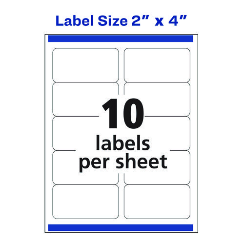 Picture of White Shipping Labels-Bulk Packs, Inkjet/Laser Printers, 2 x 4, White, 10/Sheet, 250 Sheets/Box