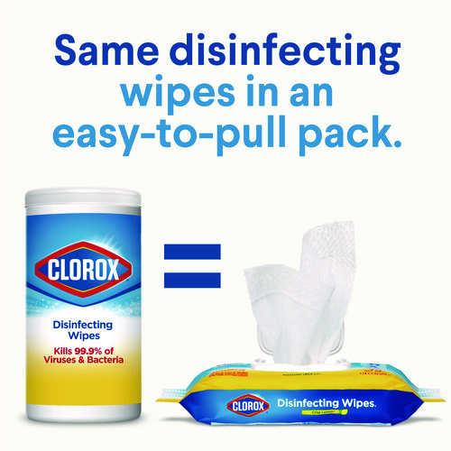 Picture of Disinfecting Cleaning Wipes, Flex Pack, 1-Ply, 8 x 7, Fresh Scent, White, 75 Towels/Box