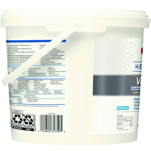 Picture of VersaSure Cleaner Disinfectant Wipes, 1-Ply, 12 x 12, Fragranced, White, 110/Bucket, 2 Buckets/Carton