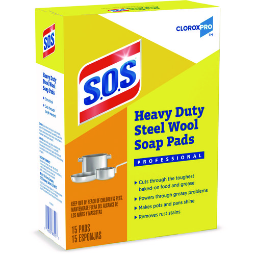 Picture of Steel Wool Soap Pads, 2.4 x 3, Steel, 15 Pads/Box, 12 Boxes/Carton