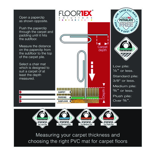 Picture of Cleartex Advantagemat Phthalate Free PVC Chair Mat for Low Pile Carpets, 36" w x 48" l, Clear