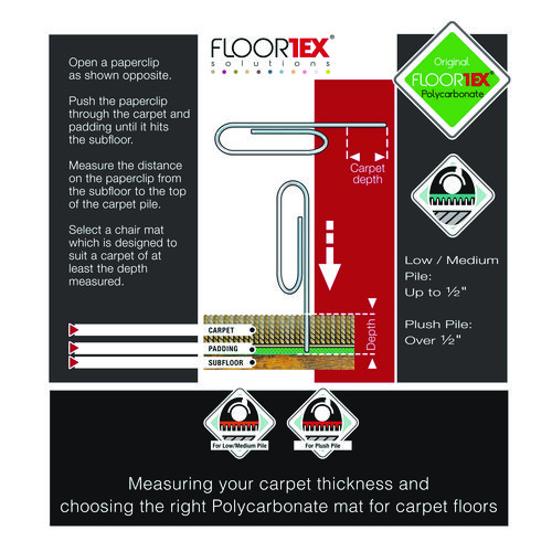 Picture of Cleartex Ultimat Polycarbonate Chair Mat for Low/Medium Pile Carpet, 35" w x 47" l, Clear