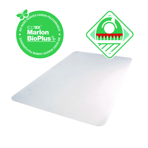 Picture of Ecotex Marlon BioPlus Rectangular Polycarbonate Chair Mat for Low/Medium Pile Carpets, Rectangular, 29 x 47, Clear