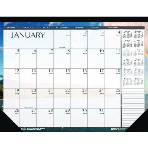 Picture of Recycled Earthscapes Desk Pad Calendar, Seascapes Photography, 22 x 17, Black Binding/Corners,12-Month (Jan to Dec): 2025