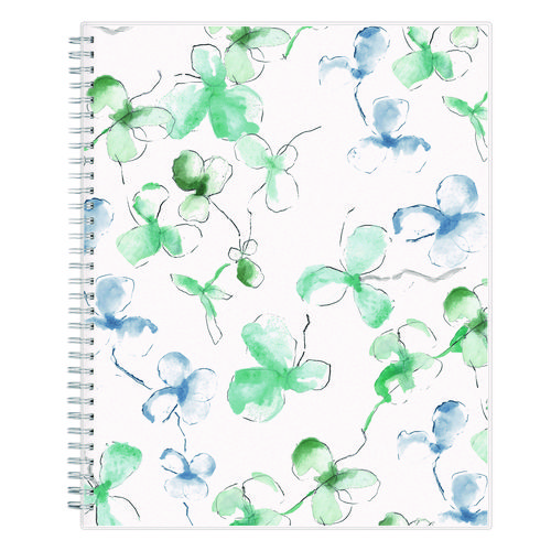 Picture of Lindley Weekly/Monthly Planner, Floral Artwork, 11 x 8.5, White/Blue/Green Cover, 12-Month (Jan to Dec): 2025