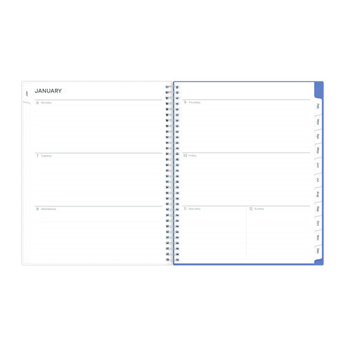 Picture of Lindley Weekly/Monthly Planner, Floral Artwork, 11 x 8.5, White/Blue/Green Cover, 12-Month (Jan to Dec): 2025