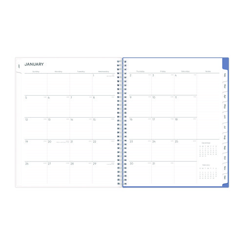 Picture of Lindley Weekly/Monthly Planner, Floral Artwork, 11 x 8.5, White/Blue/Green Cover, 12-Month (Jan to Dec): 2025