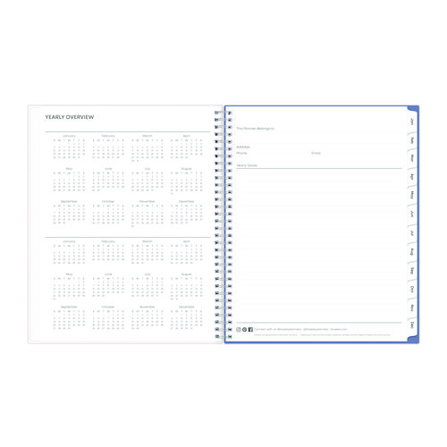 Picture of Lindley Weekly/Monthly Planner, Floral Artwork, 11 x 8.5, White/Blue/Green Cover, 12-Month (Jan to Dec): 2025