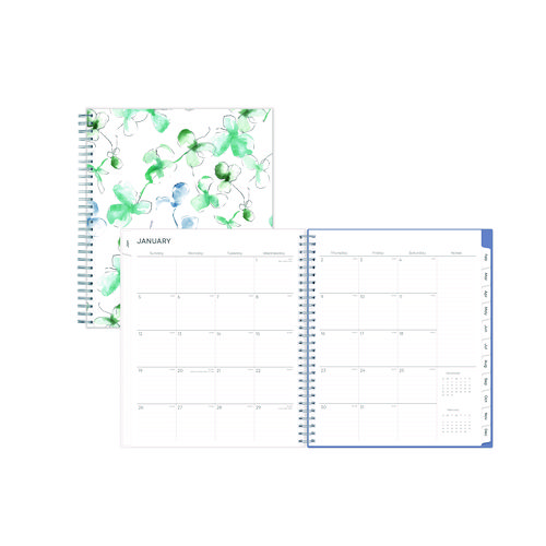 Lindley+Monthly+Planner%2C+Floral+Artwork%2C+10+x+8%2C+White%2FBlue%2FGreen+Cover%2C+12-Month+%28Jan+to+Dec%29%3A+2025