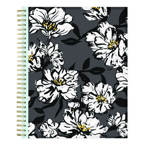 Picture of Baccara Dark Monthly Planner, Floral Artwork, 10 x 8, Gray/Black/Gold Cover, 12-Month (Jan to Dec): 2025