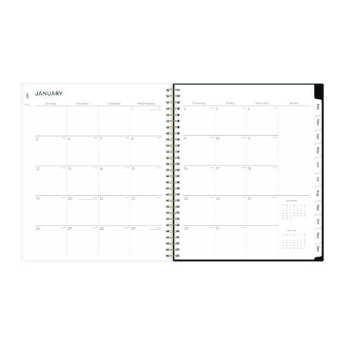 Picture of Baccara Dark Monthly Planner, Floral Artwork, 10 x 8, Gray/Black/Gold Cover, 12-Month (Jan to Dec): 2025