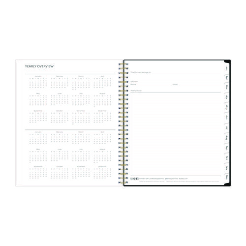 Picture of Baccara Dark Monthly Planner, Floral Artwork, 10 x 8, Gray/Black/Gold Cover, 12-Month (Jan to Dec): 2025