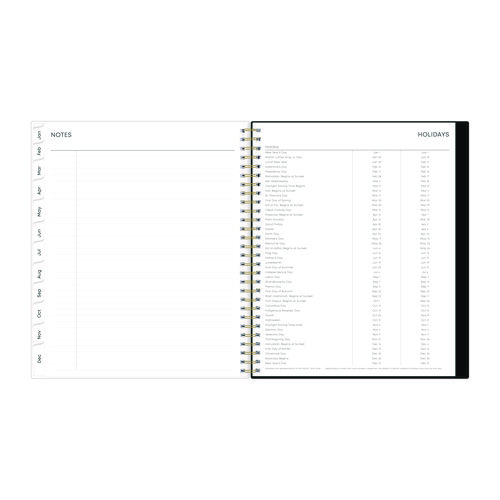 Picture of Baccara Dark Monthly Planner, Floral Artwork, 10 x 8, Gray/Black/Gold Cover, 12-Month (Jan to Dec): 2025