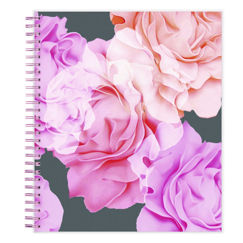 Picture of Joselyn Monthly Wirebound Planner, Floral Artwork, 10 x 8, Pink/Peach/Black Cover, 12-Month (Jan to Dec): 2025