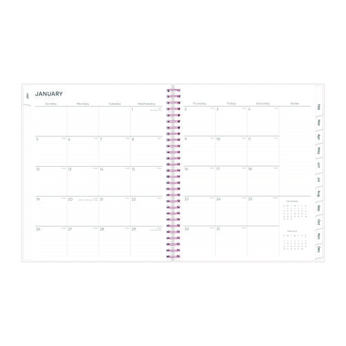 Picture of Joselyn Monthly Wirebound Planner, Floral Artwork, 10 x 8, Pink/Peach/Black Cover, 12-Month (Jan to Dec): 2025