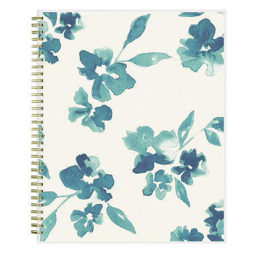 Picture of Bakah Blue Weekly/Monthly Planner, Floral Artwork, 11 x 8.5, Blue/White Cover, 12-Month (Jan to Dec): 2025