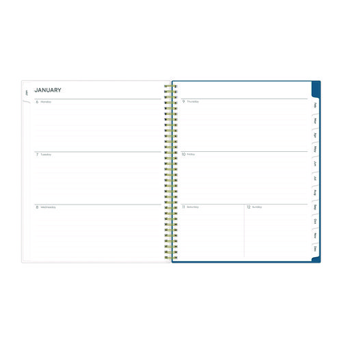 Picture of Bakah Blue Weekly/Monthly Planner, Floral Artwork, 11 x 8.5, Blue/White Cover, 12-Month (Jan to Dec): 2025