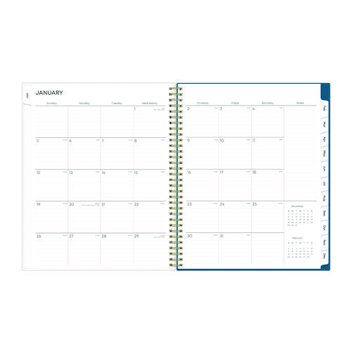 Picture of Bakah Blue Weekly/Monthly Planner, Floral Artwork, 11 x 8.5, Blue/White Cover, 12-Month (Jan to Dec): 2025