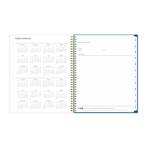 Picture of Bakah Blue Weekly/Monthly Planner, Floral Artwork, 11 x 8.5, Blue/White Cover, 12-Month (Jan to Dec): 2025