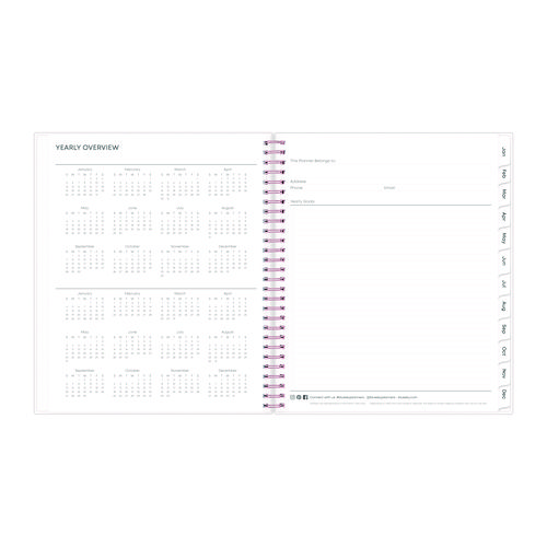 Picture of Joselyn Monthly Wirebound Planner, Floral Artwork, 10 x 8, Pink/Peach/Black Cover, 12-Month (Jan to Dec): 2025