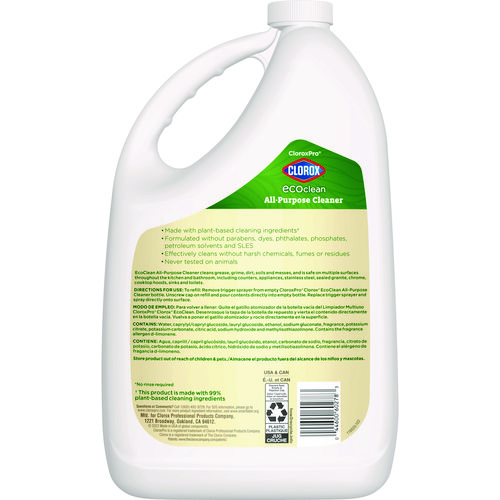 Picture of Clorox Pro EcoClean All-Purpose Cleaner, Unscented, 128 oz Bottle, 4/Carton