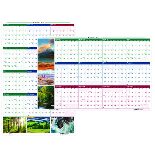 Picture of Earthscapes Recycled Reversible/Erasable Yearly Wall Calendar, Nature Photos, 18 x 24, White Sheets, 12-Month (Jan-Dec): 2025