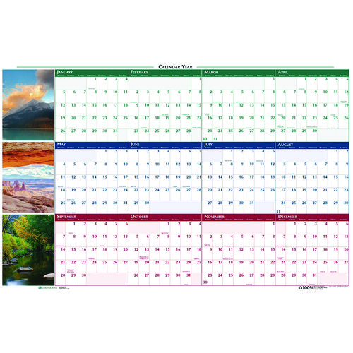 Picture of Earthscapes Recycled Reversible/Erasable Yearly Wall Calendar, Nature Photos, 18 x 24, White Sheets, 12-Month (Jan-Dec): 2025