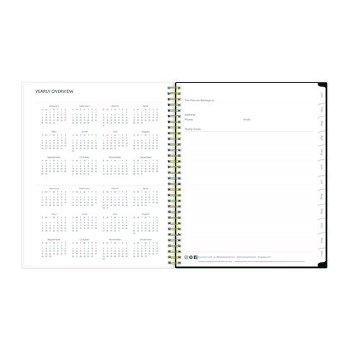 Picture of Nevaeh Weekly/Monthly Planner, Floral Artwork, 11 x 8.5, Black/Multicolor Cover, 12-Month (Jan to Dec): 2025