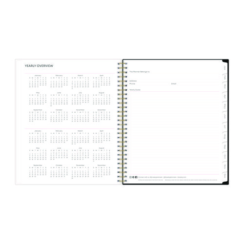 Picture of Nevaeh Monthly Planner, Floral Artwork, 10 x 8, Black/Multicolor Cover, 12-Month (Jan to Dec): 2025