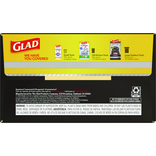 Picture of Guaranteed Strong Large Drawstring Trash Bags, Three-Ply, 30 gal, 1.05 mil, 30" x 33", Black, 90/Carton