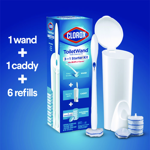 Picture of ToiletWand Disposable Toilet Cleaning System: Handle, Caddy and Refills, White