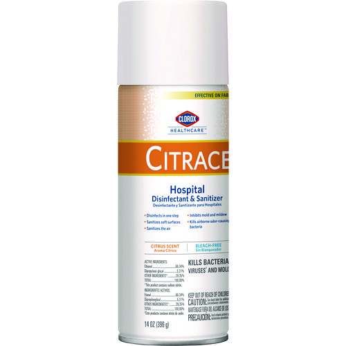 Picture of Citrace Hospital Disinfectant and Sanitizer, Citrus, 14 oz Aerosol Spray, 12/Carton