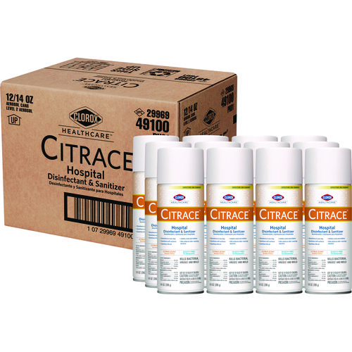 Picture of Citrace Hospital Disinfectant and Sanitizer, Citrus, 14 oz Aerosol Spray, 12/Carton