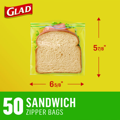 Picture of Zipper Food Storage Sandwich Bags, 6.63 x 9.88 x 8, Clear, 50 Bags/Box, 12 Boxes/Carton