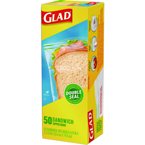 Picture of Zipper Food Storage Sandwich Bags, 6.63 x 9.88 x 8, Clear, 50 Bags/Box, 12 Boxes/Carton