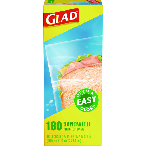 Picture of Fold Top Food Storage Sandwich Bags, 6.5 x 5.5, Clear, 180 Bags/Box, 12 Boxes/Carton