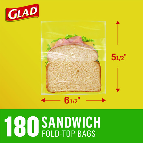 Picture of Fold Top Food Storage Sandwich Bags, 6.5 x 5.5, Clear, 180 Bags/Box, 12 Boxes/Carton