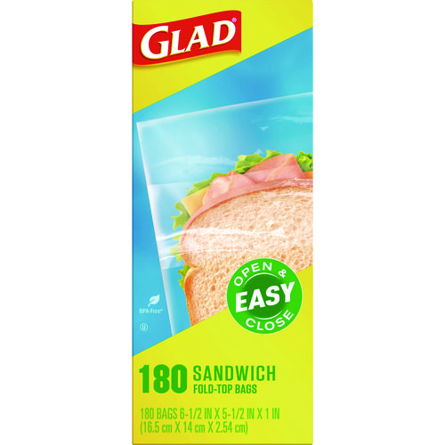 Picture of Fold Top Food Storage Sandwich Bags, 6.5 x 5.5, Clear, 180 Bags/Box, 12 Boxes/Carton