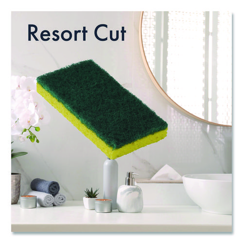 Picture of Resort Cut Scrub Sponge, Medium Duty, 6.25 x 3.18, Green/Yellow, 40/Carton