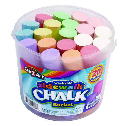 Picture of Washable Sidewalk Jumbo Chalk in Storage Bucket with Lid and Handle, 12.63", 20 Assorted Colors