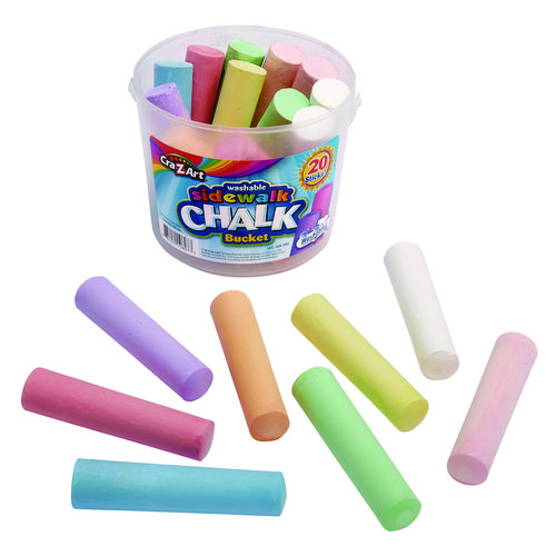 Picture of Washable Sidewalk Jumbo Chalk in Storage Bucket with Lid and Handle, 12.63", 20 Assorted Colors