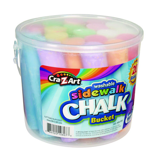 Picture of Washable Sidewalk Jumbo Chalk in Storage Bucket with Lid and Handle, 12.63", 20 Assorted Colors