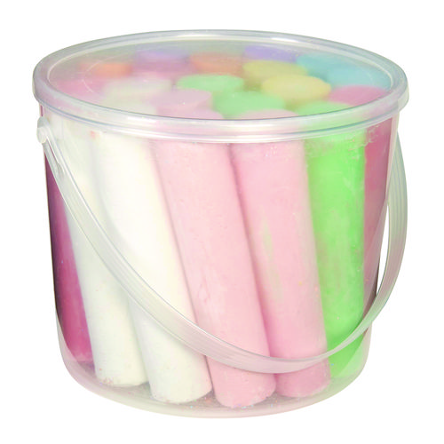 Picture of Washable Sidewalk Jumbo Chalk in Storage Bucket with Lid and Handle, 12.63", 20 Assorted Colors