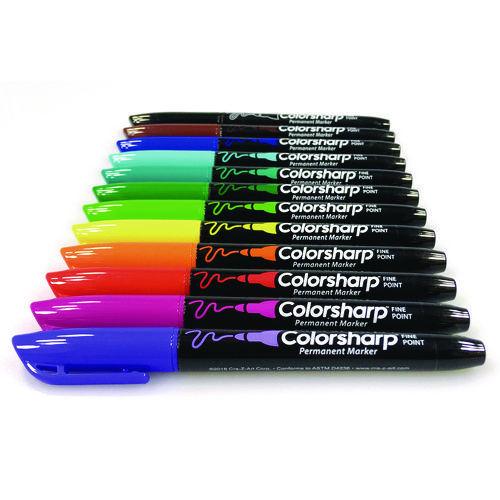 Picture of Colorsharp Permanent Markers, Fine Bullet Tip, Assorted Colors, 12/Set