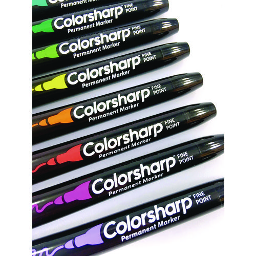 Picture of Colorsharp Permanent Markers, Fine Bullet Tip, Assorted Colors, 12/Set