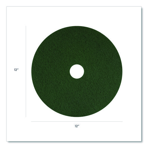 Picture of Scrubbing Pads, 12" Diameter, Green, 5/Carton