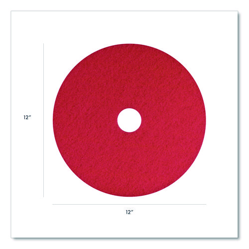 Picture of Buffing Pads, 12" Diameter, Red, 5/Carton