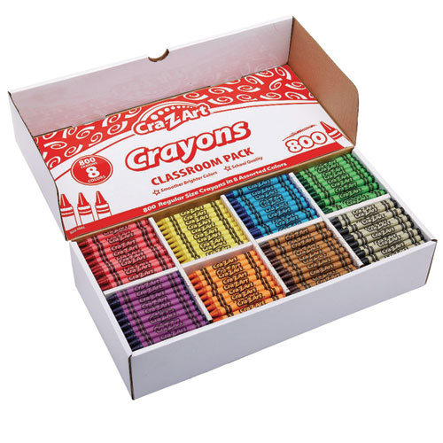 Picture of Crayons, 8 Assorted Colors, 800/Pack