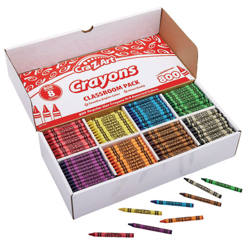 Picture of Crayons, 8 Assorted Colors, 800/Pack